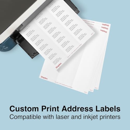 Staples Laser & Inkjet Address Labels, 1x2.625 Inch, White, 30/Sht