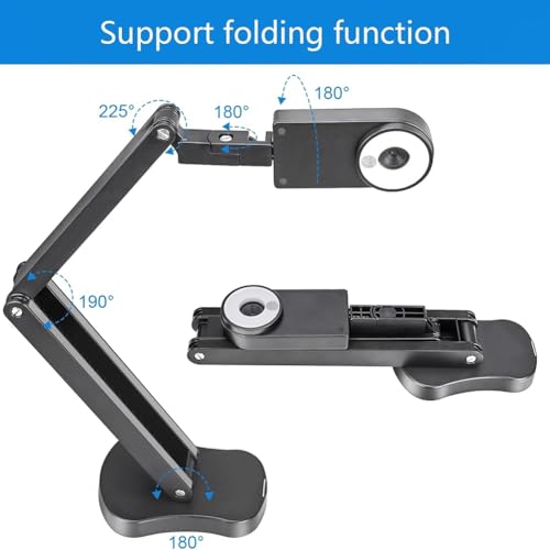 Raxmolo Foldable 4K USB Document Camera for Teacher, 8MP Visualizer A3 Featuring Dual Microphones, 3-Level LED Light, Image Invert