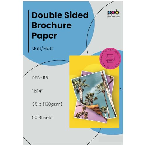 PPD 50 Sheets 11x14" Double Sided Brochure and Flyer Paper Matte