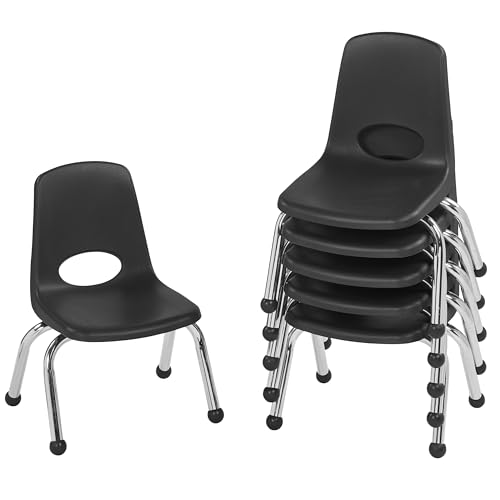 FDP 10" School Stack Chair with Ball Glides, Black, 6-Pack, 10355-BK