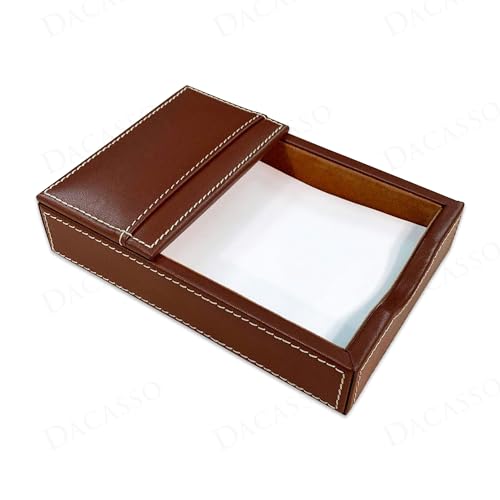 Dacasso Luxury Rustic Brown Leather 4" x 6" Memo/Note Holder for Desktop - Executive Decor & Office Desk Organization Essential