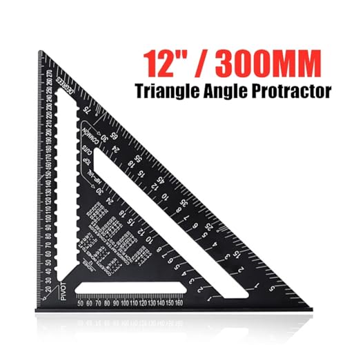 Angle Protractor,12 Inch Speed Square Metric Triangle Ruler Aluminum Alloy Measuring Ruler Woodworking