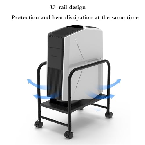 VHDY85KA Office CPU Stand PC Tower Stand CPU Rolling Stand Adjustable PC Mobile Cart Holder with 4 Locking Rolling Caster Wheels Fits Most PC Gaming Case Accessories