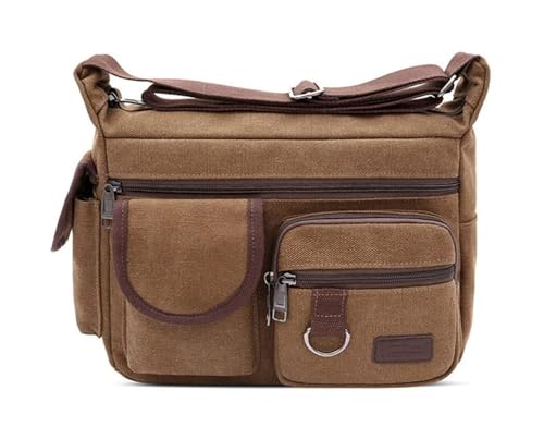 Small Vintage Messenger Bag, Small Canvas Messenger Bag for Men men Tablet Bussiness Briefcase Vintage Crossbody(Brown)