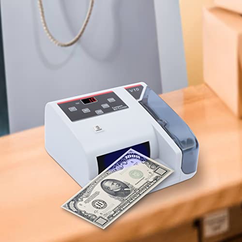 Money Counter Machine Portable Bill Counters with UV/MG/WM Detection Multi-Currency Cash Counting Machine with LED Display 600pcs/min for Banks, Stores
