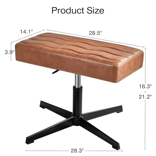 VECELO Under Desk Footrest, PU Ergonomic Foot Rest with Comfort Padding, Height Adjustable for Relieving Leg Pain, Stiffness, and etc, Brown