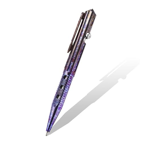 ROZOER Professional Titanium Alloy Tactical Pen Grade with Tungsten Steel Head - Perfect for Emergency Glass Breaking - European Standard G2 Refill (Blue)