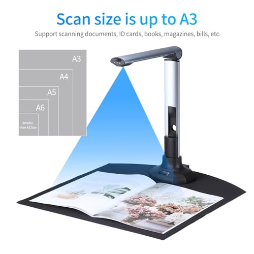 Document Scanner 10MP HD Foldable Portable Camera for Bills ID Cards Books Magazines Book Scanner high Speed