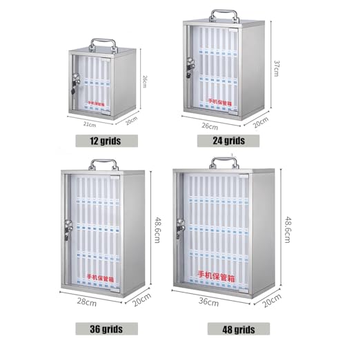 Cell Phones Storage Cabinet Cell Phone Holder, Wall- Mounted Locker Box Mobile Phone Desktop Organizer, Classroom Pocket Chart Stainless Steel Storage Locker Box, for Schools/Offices/Gyms, 24 grids