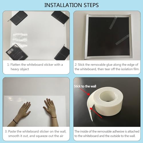 Removable Sticky whiteboard Film, Magnetic Dry Erase Whiteboard Paper Peel and Stick White Multiple Sizes(39.4x59.1in(100x150cm))