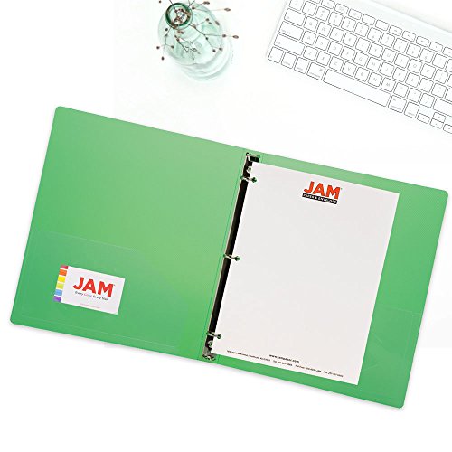 JAM PAPER Plastic 0.75 inch Binders - Green 3 Ring Binder - Bulk 36/Pack
