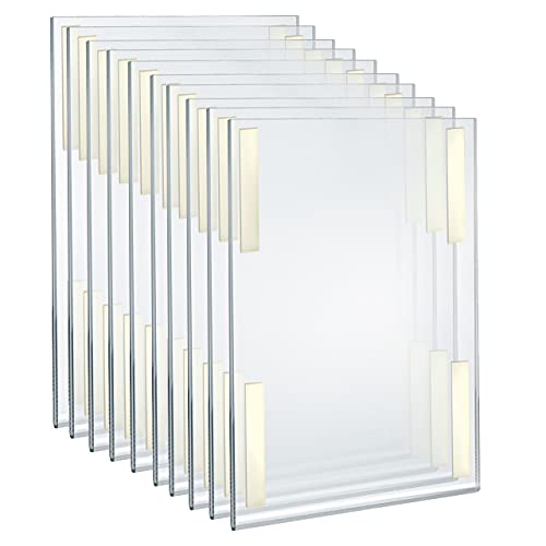 Azar Displays 122032 11-Inch W by 17-Inch H Wall Mount Acrylic Frame Pack of 10 - Clear Acrylic Wall Frame with Sticky Back - Floating Wall Sign Holder - Adhesive Office Sign - Frameless Picture Frame