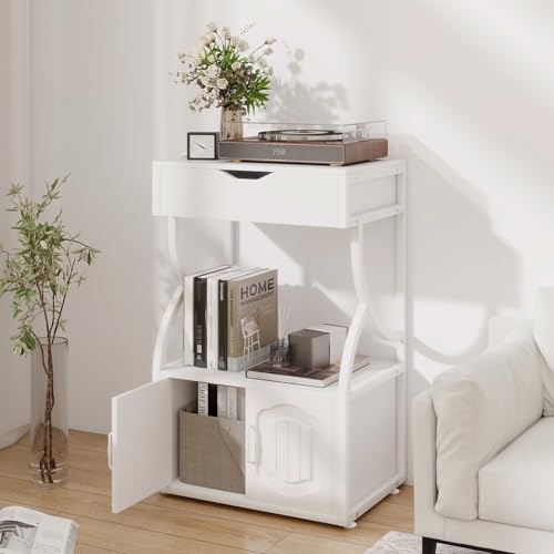 Natwind 3 -Tier Rolling Printer Cabinet with File Storage,23.6"x15.8",White