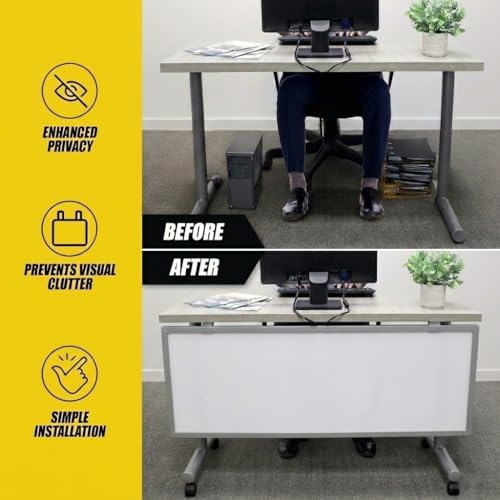 OBEX Polycarbonate Table Mounted Modesty Panel Easy Install Privacy Shields for Reception, Office, and Student Desk, 24" x 60", White