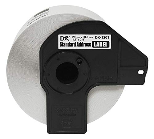 DK-1201 Die-Cut Standard Address Labels – Long Lasting Reliability, Die-Cut Standard Address Paper Labels, 1.14” x 3.5” Individual Label Size, 4800 Labels / 12 Rolls