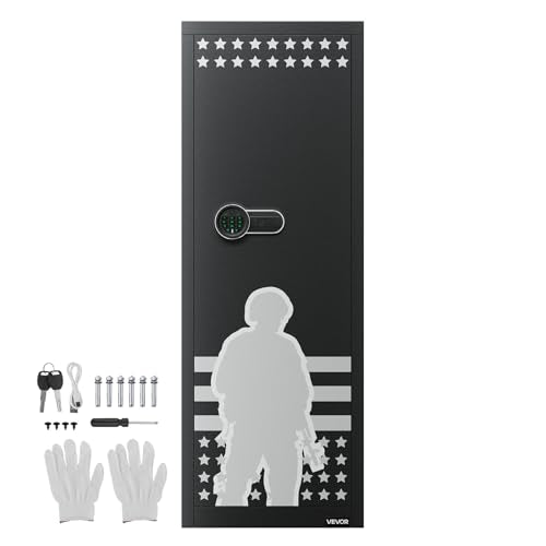 VEVOR 10-12 Gun Safe, Long Gun Cabinet for Rifles and Pistols, Quick Access Rifle Safe with 4 Pistol Pockets and 3 Adjustable Racks, Large Digital Cabinet with Key and Password Lock(Assembly Required)
