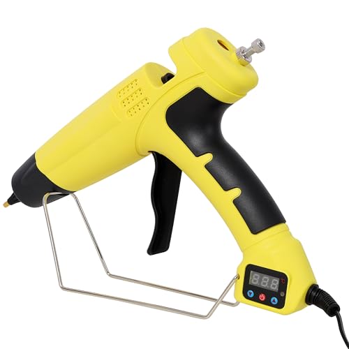 Heavy Duty Hot Glue Gun, 550W Professional Hot Melt Glue Gun with Digital Display, Temp Adjustable, 4 Nozzles & 24 Glue Sticks, Yellow 11.3" x 2.5" x 8.6"
