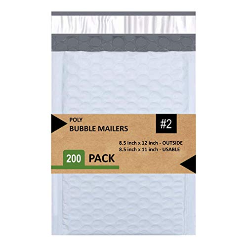 Sales4Less #2 Poly Bubble Mailers 8.5X12 inches Padded Envelope Mailer Waterproof Pack of 200