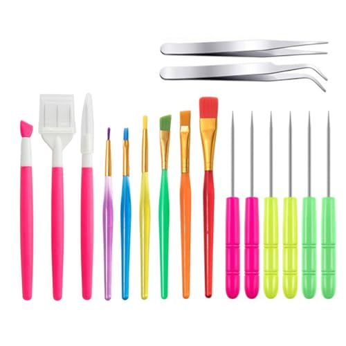 UOHLCX Clay Stone Plastic Tools 17-piece Set Tweezers Engraving Punch Needle Candy Color Graffiti Brush Silicone Pen