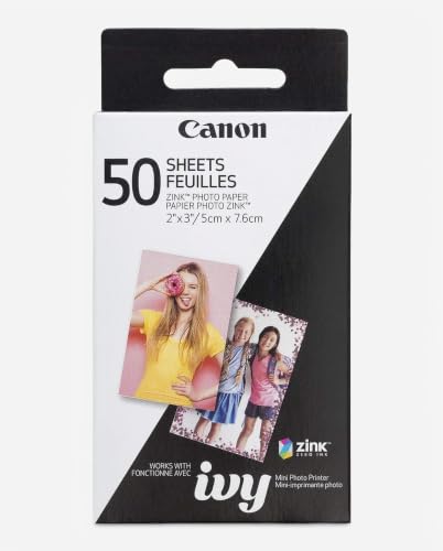 Canon Ivy Zink 2" x 3" Photo Sticker Paper 50 Sheets Pack