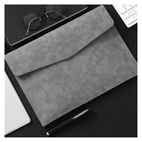 PU leather document pouch, Leather Envelope Document Holder File Folder A4 Business Briefcase Multicolor 330x240mm Pack of 3(Gray)