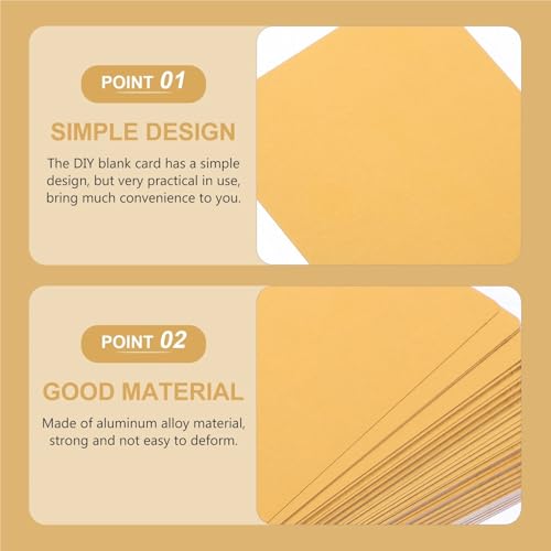 200pcs Blank Aluminum Business Cards Engraving DIY Metal Name Cards Gold 8.6x5.4cm