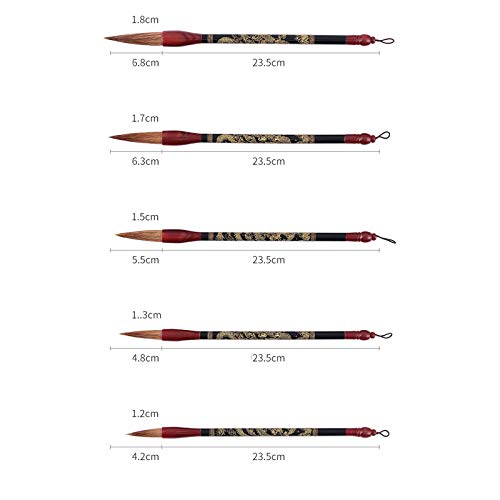 Chinese Calligraphy Brush Pen,Brush Chinese Brush for Beginner Students Calligraphy and Drawing Calligraphy Sumi Brush Chinese Brushes Set 5 Pcs Color : Wolf Hair