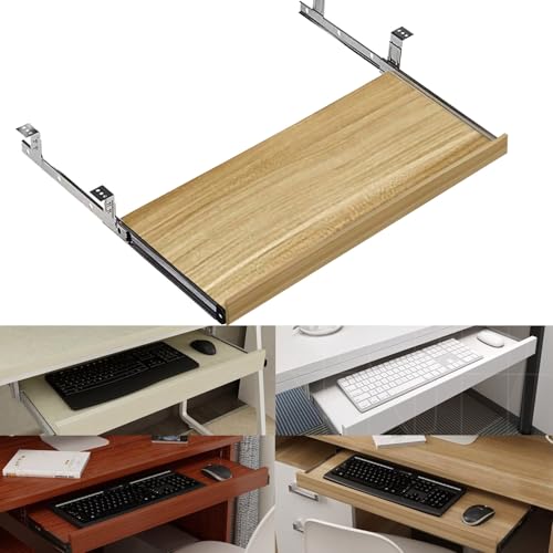 GYYDXXFC Slide Out Computer Keyboard Drawer, Platform Drawer for Typing, Side Mount Drawer Slides, Suitable for Home Learning and Office Use(Walnut,54x27cm)