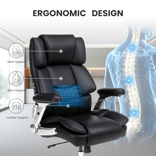 400lbs Big and Tall Executive Chair, Heavy Duty High Back Home Desk Chair