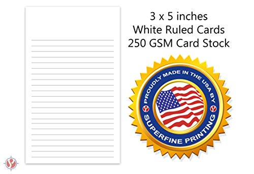 White Ruled Vertical Index Note Cards, 3" X 5" Inches | 300 Sheets Per Pack