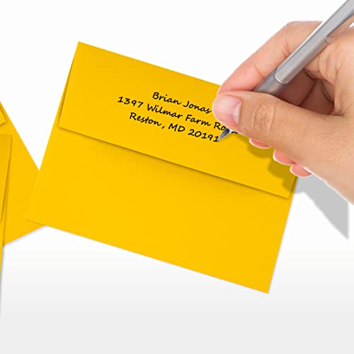 LUXPaper A2 Invitation Envelopes | Peel & Press | 4 3/8" x 5 3/4" | Sunflower Yellow | 80lb. Text | 1,000 Qty