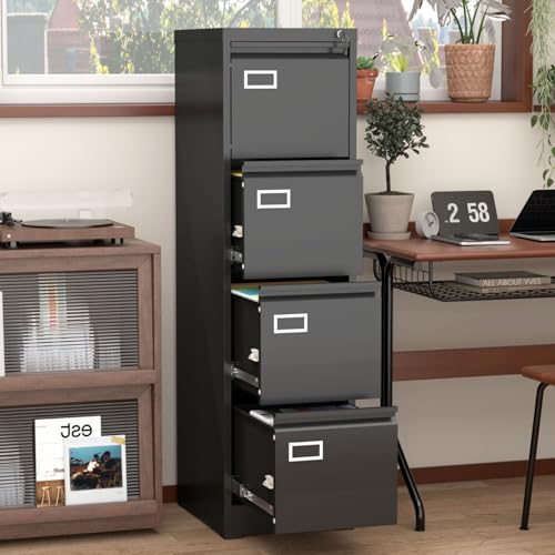 Hassyee Multiple Drawer Vertical File Cabinet with Lock,Filing Cabinet, Metal Filing Cabinet for Home Office Organizer Storage Cabinet Letter Size/A4/Legal File (4 Drawer)