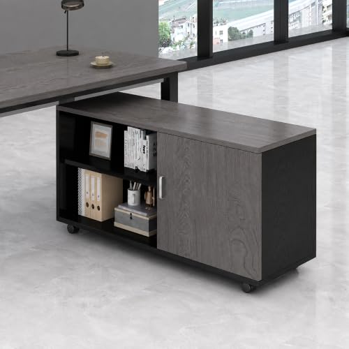 ORNDSDM 31.5" Rolling Printer Stand with Storage, Grey Printer Cabinet