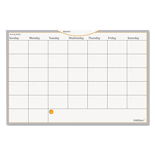 AT-A-GLANCE AW402028 WallMates Self-Adhesive Dry Erase Monthly Planning Surface, 18 x 12