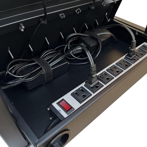 Workington 8-Device Open Desktop School Charging Cart Station for Ipads, Chromebooks, Tablets and Laptops Computer with Power Strip Included, Assembly Required, 1004 Black
