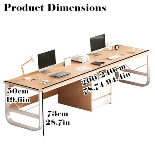 ntumLeap Long Computer Desk for Two Home Office Desk with 3 Storage Cabinets Stylish Workspace Desk for Office Room and Study Space Saving Design,Walnut Color-19.6 * 28.7 * 94.4i