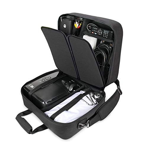 USA GEAR Projector Case - Portable Projector Bag Compatible with Epson Home Cinema 1060, GooDee 2020, YABER Y30, and More Movie Projectors - Scratch Resistant and Customizable Interior (Black)