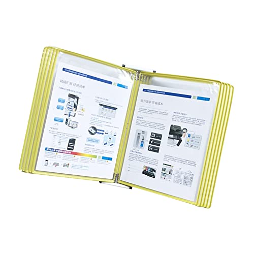 GFSGHZZ Wall Mount Reference Organizer - Catalog Display Rack, 10 Panels Wall Display Board System, A4 Size Wall Lectern, Document Organiser, Consultation and Presentation Documents,Yellow