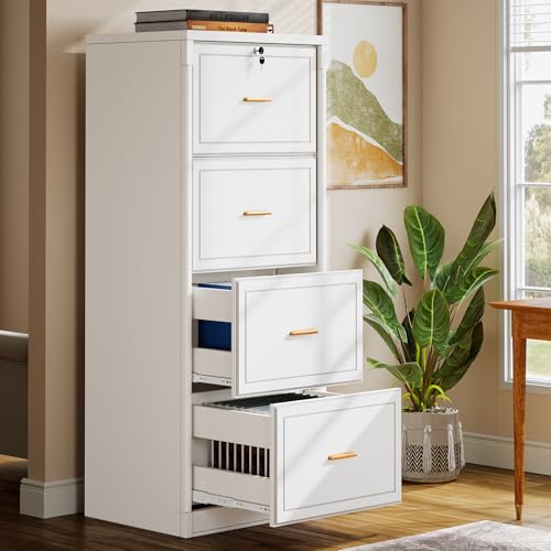 Tribesigns 4 Drawer File Cabinet with Lock, Filing Cabinets for Home Office