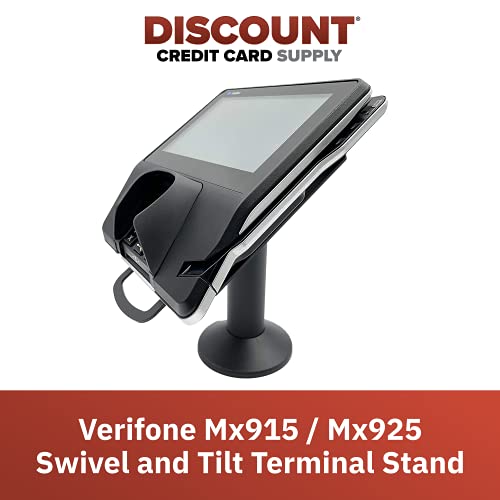 Discount Credit Card Supply Verifone MX915 / Mx925 7" Swivel & Tilt Metal Stand, Screw-in and Adhesive, Black