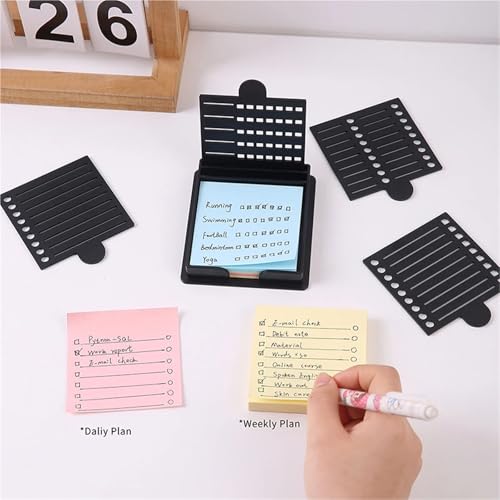 Xuanqiu Sticky Note Holder with Template Dispenser for 3x3 Notes Desk Organizer 2 Pack