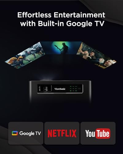 ViewSonic X1-4K Pro Echter 4K HDR LED Beamer mit Google TV, 2500 ANSI Lumen, 240 Hz, 4.2 ms Eingabeverzögerung, Auto Keystone, 60000 Stunden Lebensdauer, für Heimkino & Gaming