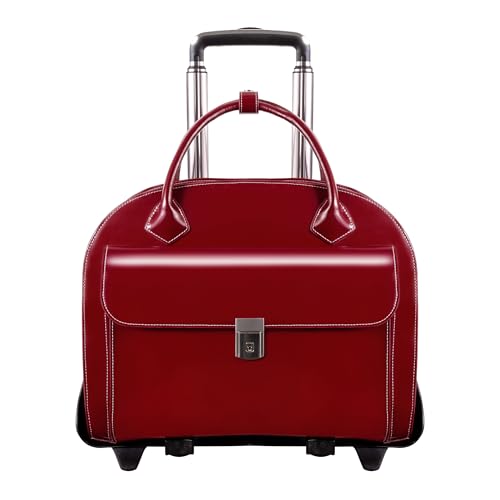 McKlein GLEN ELLYN15" Leather Detachable -Wheeled Ladies' Laptop/Computer & Tablet Business Briefcase Bag/Women's Rolling Overnight Travel Bag, Removable trolley case