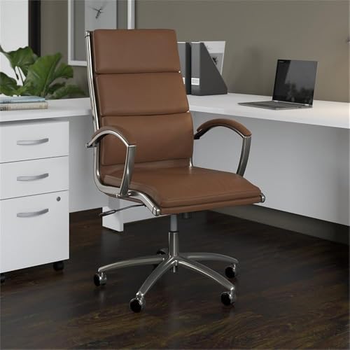 Bush Business Furniture Modelo High Back Leather Executive Office Chair in Saddle Tan