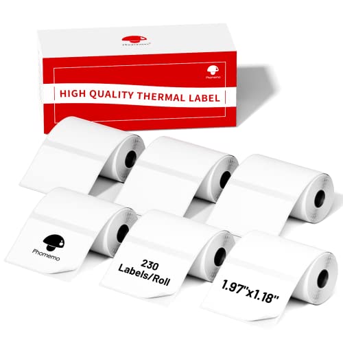 Phomemo Labels 6 Rolls,1.97"x1.18", Use for M110/M100/M220/M108, 1380 PCS