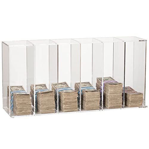 Extra Large Clear Currency Tray - 6 Pocket - Clear Acrylic - Currency Sorter - Organizer