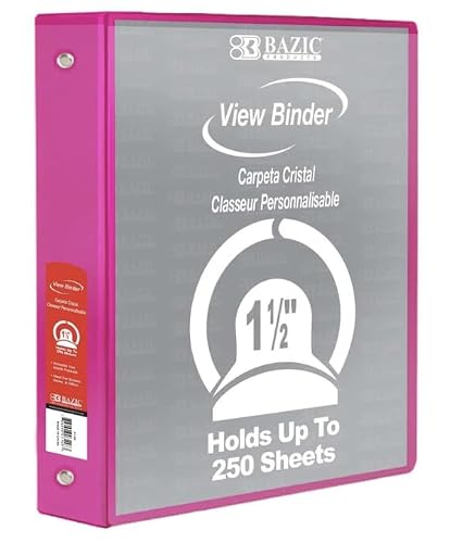 24 Pack, 1.5" Fuchsia 3-Ring View Binder w/ 2-Pockets