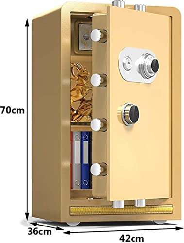 saditesdk Safe, Steel Storage Box Suitable for Home Hotel Office Filing Cabinets, Fireproof, Anti-Theft and Anti-Drilling, 70x42x36cm, Gold，Black 80x45x38cm