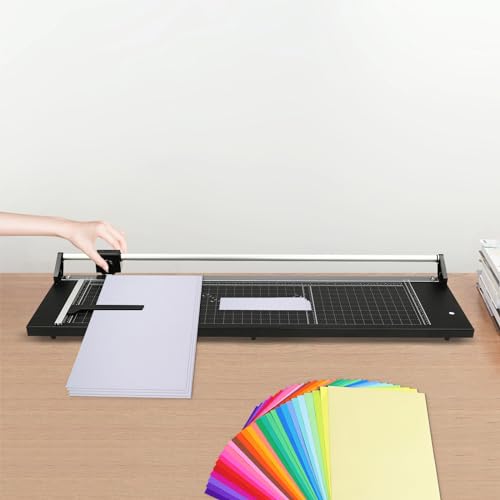 Manual Rotary Paper Cutter Office Straight Paper Trimmer Commercial Paper Craft Tool for A3, A4, and A5 Cardboard(within 1mm),Laminated sheets(within 0.4mm), Designers, Home, School 39 * 12in