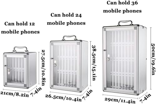 Pocket Chart Cell Phones Storage Cabinet, Alloy Clear Cell Phones Storage Cabinet for Office Classroom The Phone Lock Box Cell Phone Holder (Color : Silver, Size : 12)-1